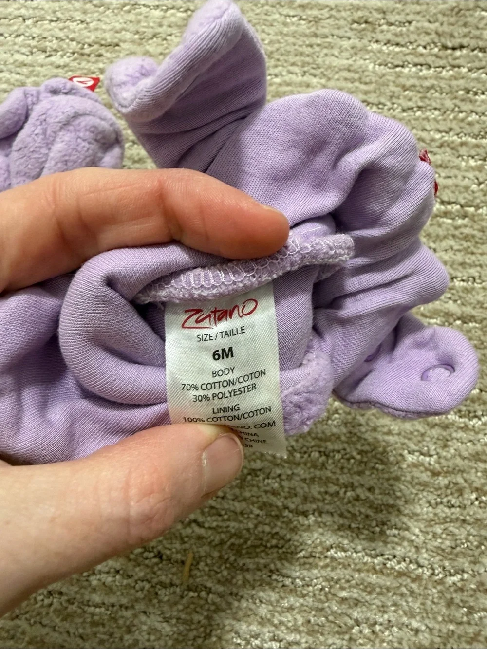 Zutano Lavender Plush Baby One-Piece Booties